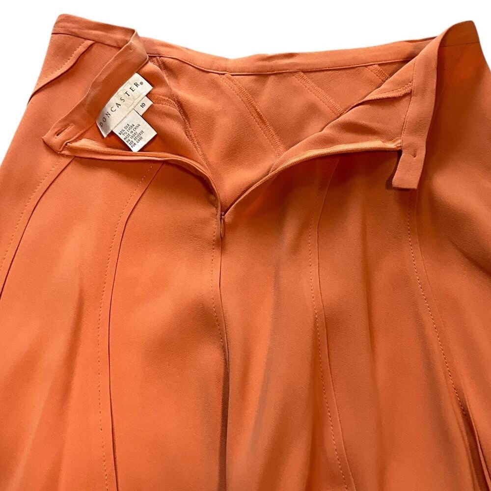 Doncaster Silk Midi Skirt Size 10 Burnt Orange Old Money Classic Workwear Luxury - Picture 7 of 8